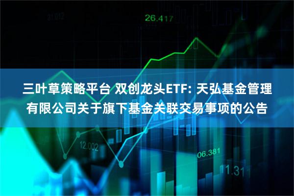 三叶草策略平台 双创龙头ETF: 天弘基金管理有限公司关于旗下基金关联交易事项的公告