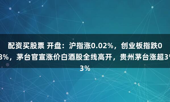 配资买股票 开盘：沪指涨0.02%，创业板指跌0.8%，茅台官宣涨价白酒股全线高开，贵州茅台涨超3%